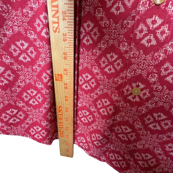 Chaps Mens Red Geometric Print Cotton Short Sleeve Button-Up Shirt XLVibtage Ret - Picture 5 of 6